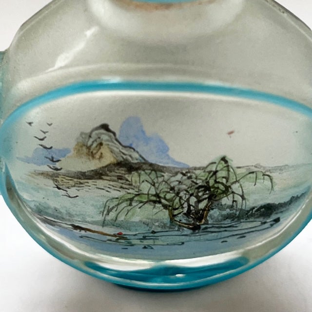 Cerulean Antique Hand-Painted Japanese Parfum Flacon For Sale - Image 8 of 8