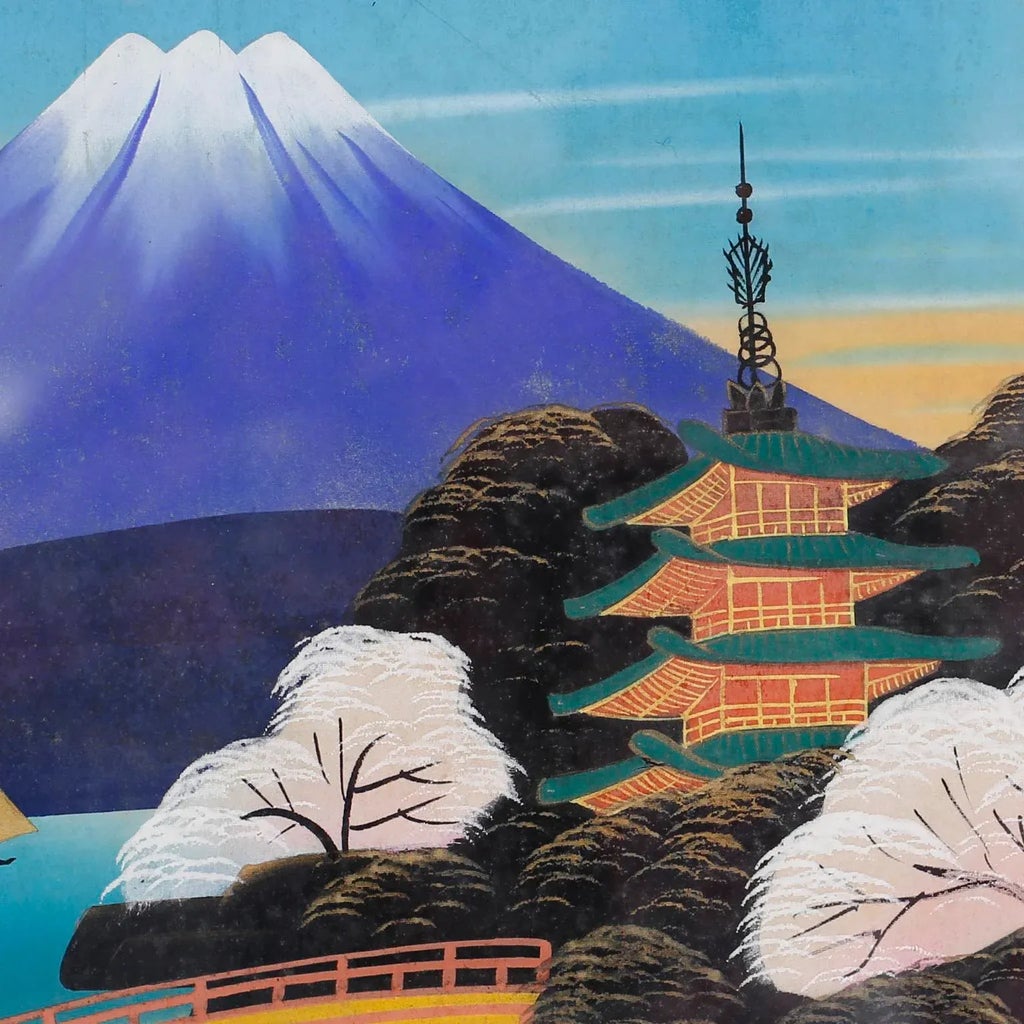 Three Japanese Paintings of Mount Fuji | Chairish
