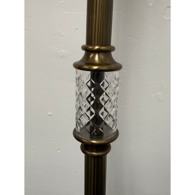 Brass + Cut Glass Floor Lamp, Vintage. For Sale - Image 9 of 12