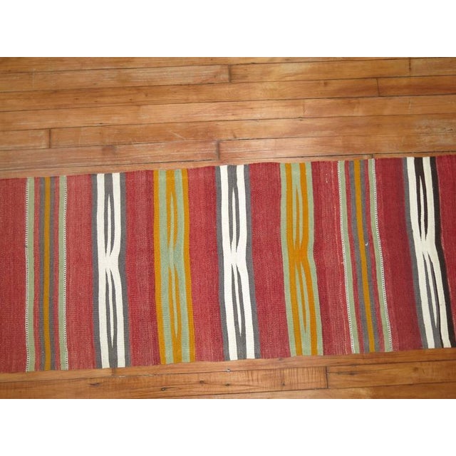 Mid 20th Century Vintage Zabihi Collection Narrow Long Kilim Runner - 1'9" x 16'11" For Sale - Image 5 of 7