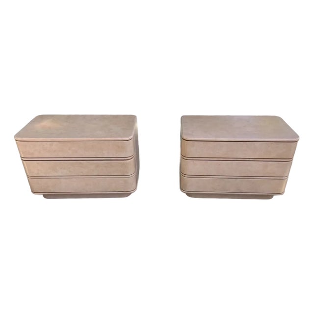 Custom Made 1980s Postmodern Pink Sponge Faux Finish Nightstands – Palm Springs Style For Sale