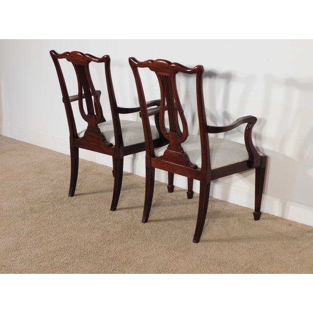 Pair Circa. 2003 Henkel Harris Mahogany Model #118a Arm Dining Chairs For Sale - Image 10 of 14