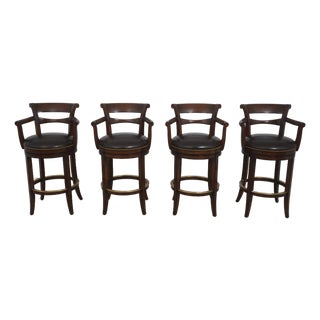 Set of 4 Woodbridge Swivel Seat Bar Stool Chairs For Sale