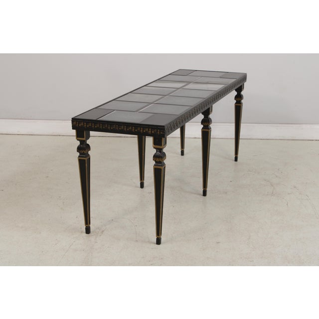 Neoclassical Ebony & Smoked Mirror Top Console Table For Sale - Image 4 of 14