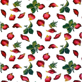 Amore White & Red Flower Petals Fabric - by the Yard For Sale