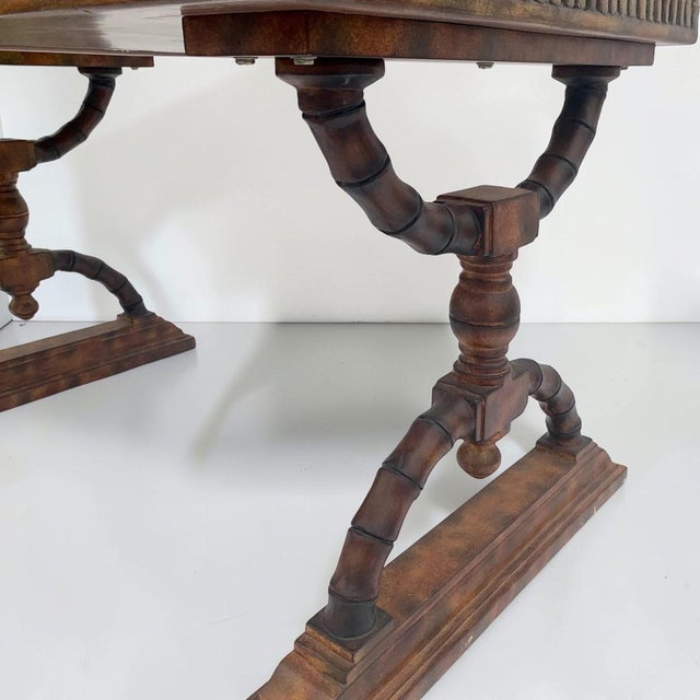 Victorian 1970s Woven Rattan Victorian Style Faux Bamboo Desk For Sale - Image 3 of 10