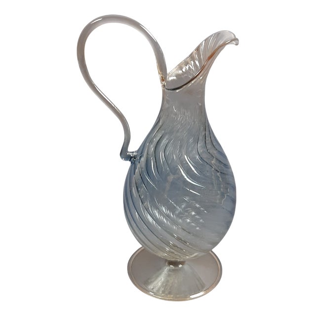 Vintage Modern Ribbed Blown Glass Jug from Parise, 1980s For Sale