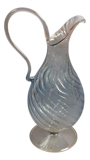 Vintage Modern Ribbed Blown Glass Jug from Parise, 1980s
