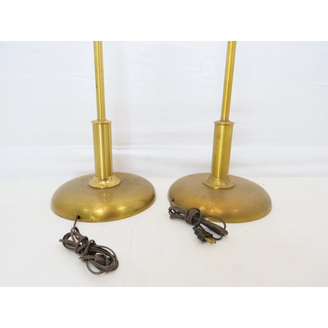 1940s Vintage 1940s Art Deco Solid Brass Floor Lamp Torchères - a Pair For Sale - Image 5 of 11