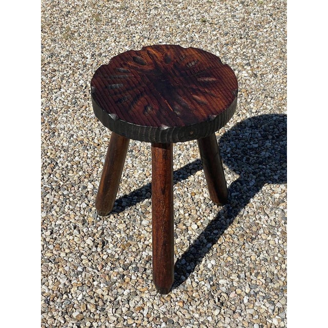 Vintage French Farmhouse Milking Stool on Tripod Legs For Sale - Image 13 of 14