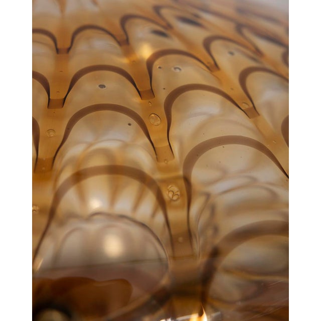 Copper Vintage Italian Amber Murano Glass Table Lamp, 1970s For Sale - Image 8 of 10
