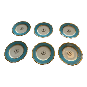 Mid 19th Century Flight, Barr & Barr Worcester Armorial Porcelain Plate, Dating Back - Set of 6