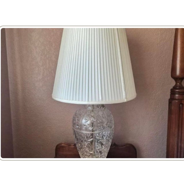 Vintage Cut Crystal & Brass Greek Key Table Lamps - a Pair For Sale - Image 12 of 12