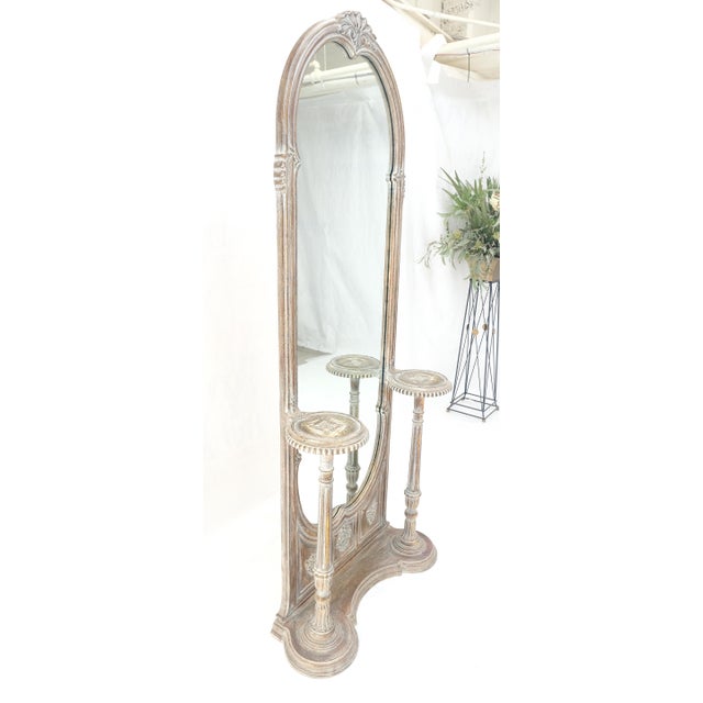 Very Fine Carved & Gilt Wood Pier Mirror Built in Pedestals Flower Stands MINT! For Sale - Image 9 of 13