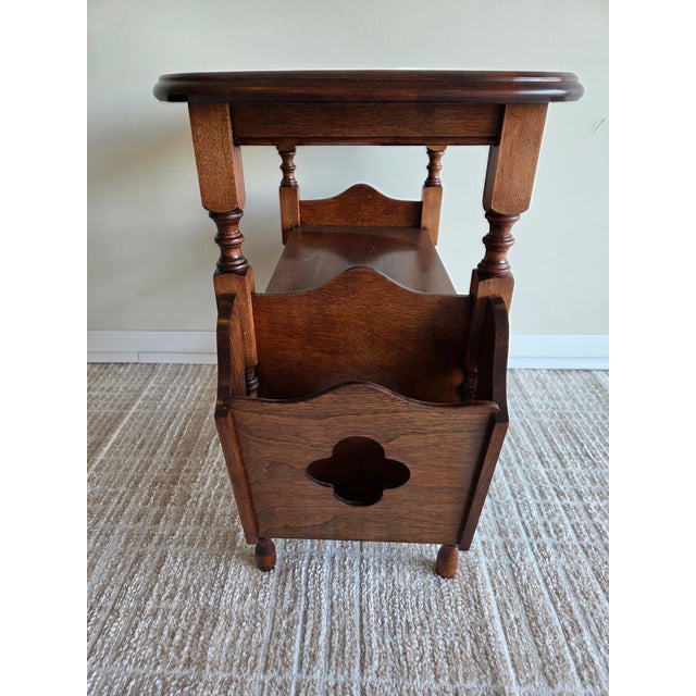 Three-Tiered Vintage Mahogany Finish Side Table For Sale - Image 4 of 6
