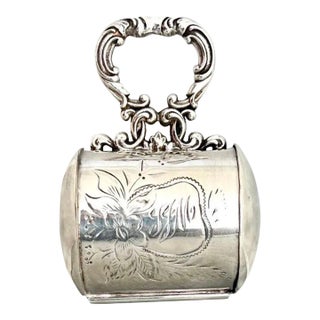 Victorian Style Retractable Razor Strap Enclosed in Silver For Sale