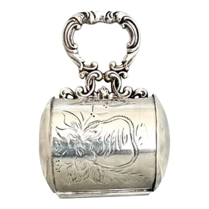 Victorian Style Retractable Razor Strap Enclosed in Silver