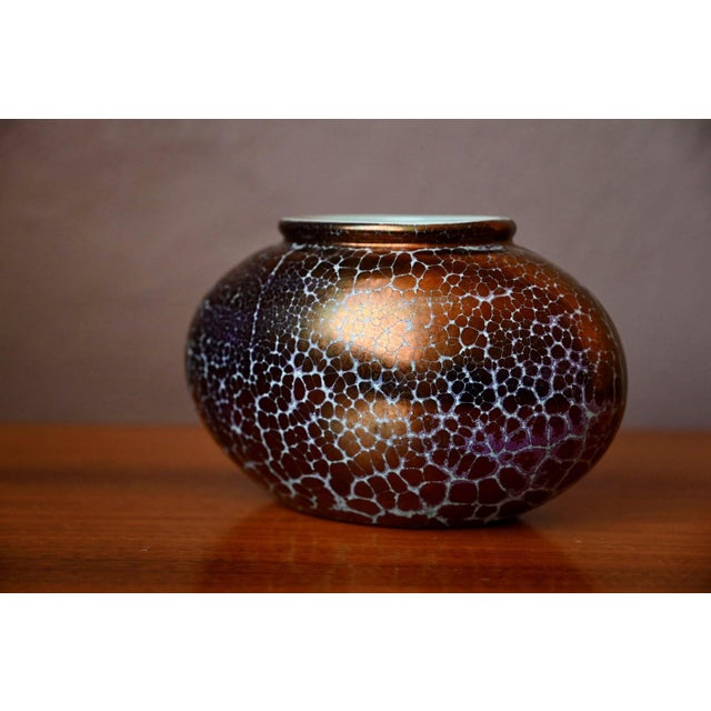 1960s Vintage West German Ceramic Vase with Iridescent Copper Luster, 1960s For Sale - Image 5 of 7