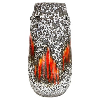 Zig Zag Lora Fat Lava Vase from Scheurich, Germany, 1970s For Sale