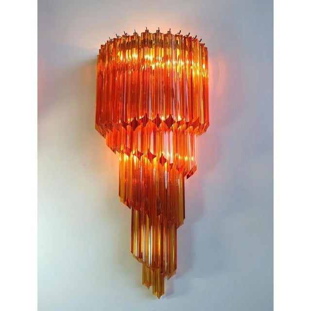 1980s Italian Sconces with 41 Amber Colored Glasses, 1980s, Set of 2 For Sale - Image 5 of 7