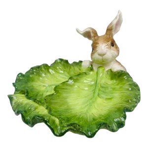 Vintage Ceramic Cabbage Bowl With Bunny