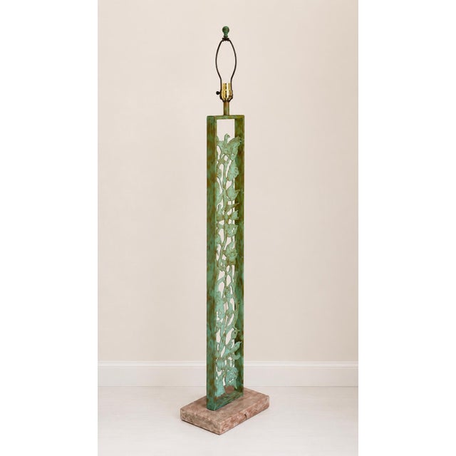 1980s Silas Seandel Style Verdigris Bronze Botanical Floor Lamp For Sale - Image 9 of 11