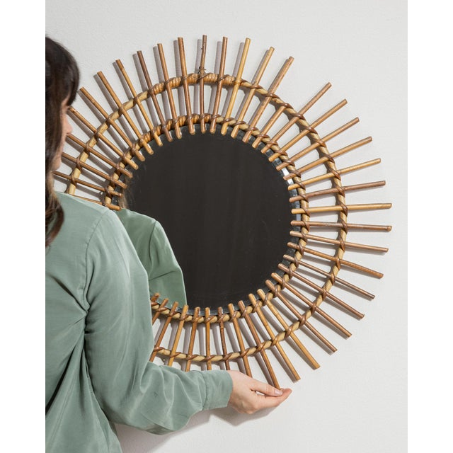 19th Century 19th Century France Tan Bamboo Mirror For Sale - Image 5 of 10