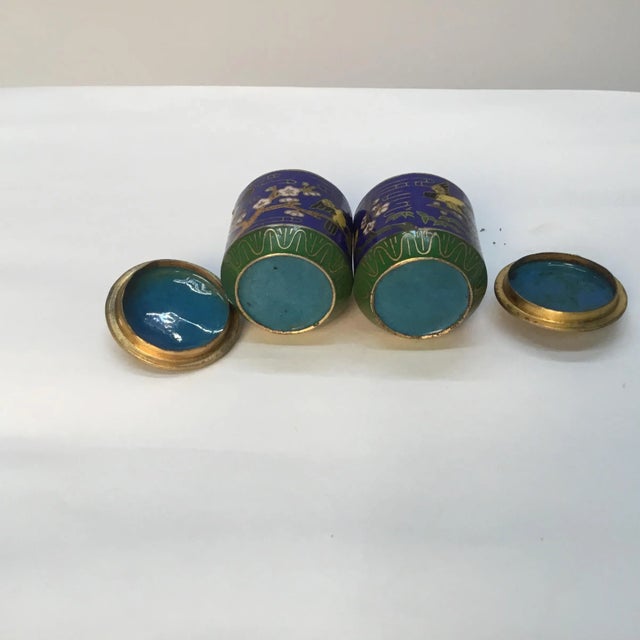 Miniature Chinese Cloisonné Lidded Jars - a Pair For Sale - Image 4 of 8