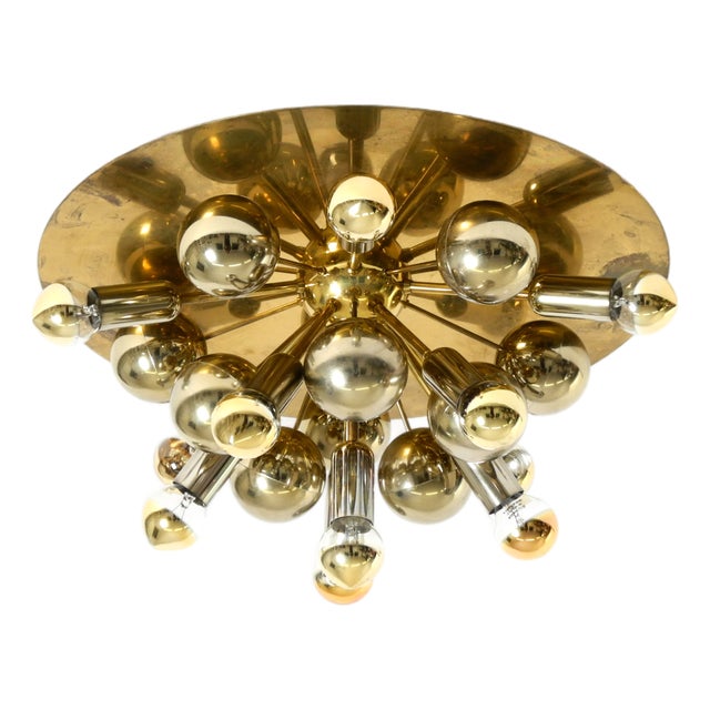 Large Space Age Sputnik Ceiling Lamp in Brass from Cosack Leuchten, 1970s For Sale
