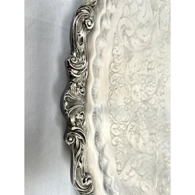 Mid 20th Century Vintage Ornate Sheridan Silver Double Handle Footed Butler's Tray For Sale - Image 5 of 13