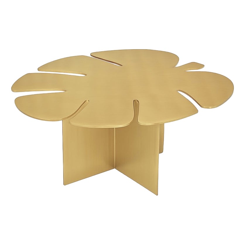 Monstera Coffee Table in Brushed Brass by Veliento | Chairish