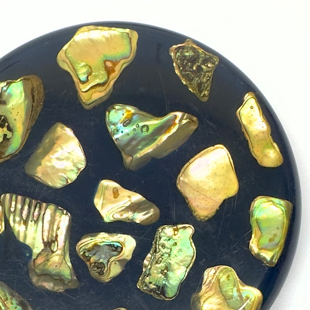 Mid-Century Resin & Abalone Trivet Curation - Group of 3 For Sale - Image 14 of 17