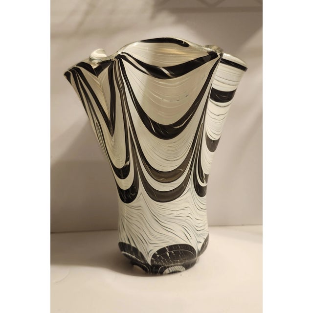 Stunning **Venini Biaconi Murano-style art glass vase** measuring approximately **7.5 inches tall**. This beautiful piece...