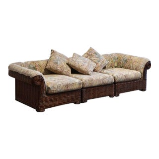 1960s Michael Taylor Style Outdoor Sofa - Rattan Couch for Patio For Sale