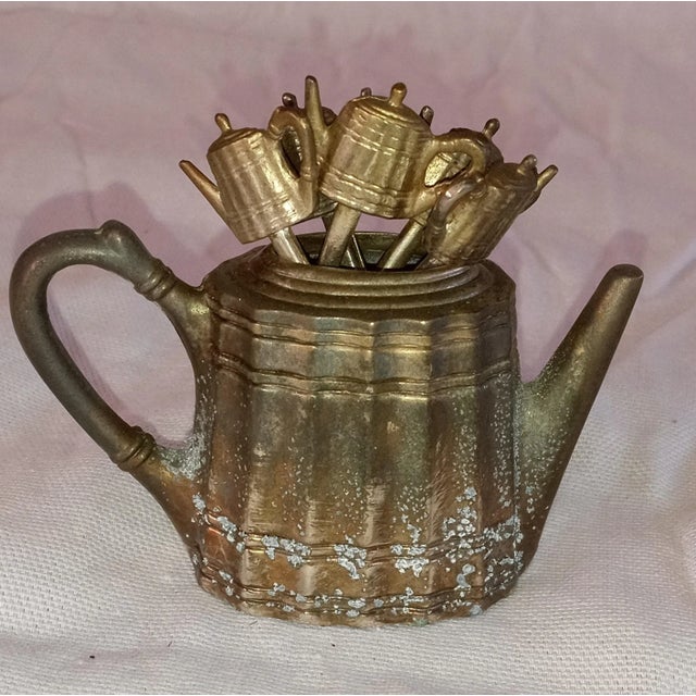 Very old and unique tea pot theme cocktail pick holder