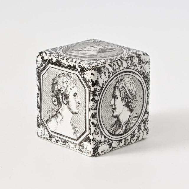 Porcelain Cube Cammei Paperweight by Piero Fornasetti, 1960s For Sale - Image 6 of 12