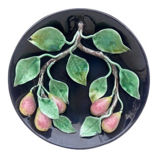 Portuguese Majolica Palissy Pears Platter Circa 1930 For Sale