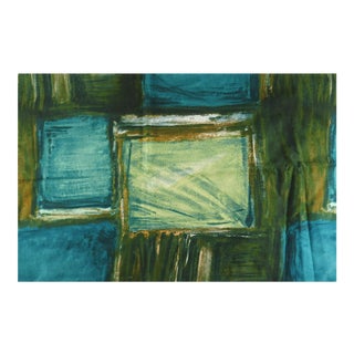 Blue & Green Abstract Mid Century Modern Fabric 3 Yds. For Sale
