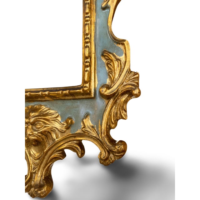 Green Italian Rococo Mirror in Gilded Wood with Gold Leaf For Sale - Image 8 of 15