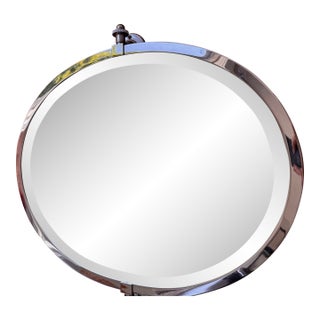 Pottery Barn Oval Chrome Wall-Mounted Pivot Mirror For Sale