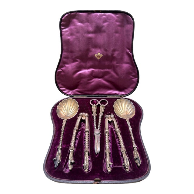 Antique English Silver Apostle Fruit & Nut Set by Martin Hall & Co Sheffield For Sale
