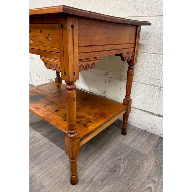 Antique Victorian Eastlake Aesthetic Movement Walnut Library Table Console For Sale In Kansas City - Image 6 of 15