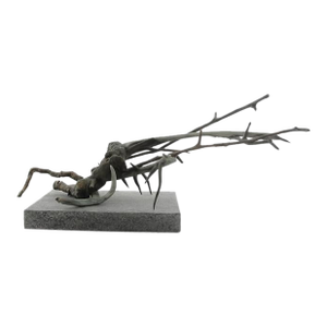 Frank Boyden Oregon Bronze Branches & Fish Art Sculpture on Marble Base