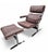 Mid Century Modern Brown Leather and Chromium Lounge Chairs and Ottoman Attributed to Richard Hersberger Elevate your...