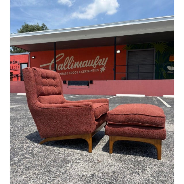 Mid-Century Modern Restored Mid Century Tufted Lounge Chair & Otto For Sale - Image 3 of 8