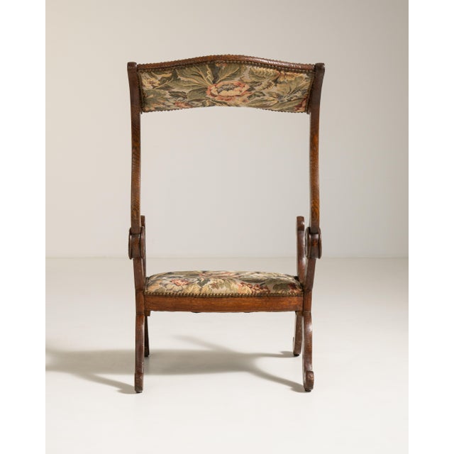 Oak Armchair with Tapestry Upholstery, Antique, France, 19th Century For Sale - Image 4 of 17