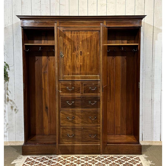 19th Century English Mahogany Wardrobe For Sale - Image 3 of 18