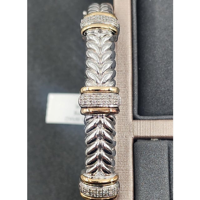 Alwand Vahan Sterling Silver 14k Gold Diamond Bangle Bracelet For Sale - Image 4 of 8
