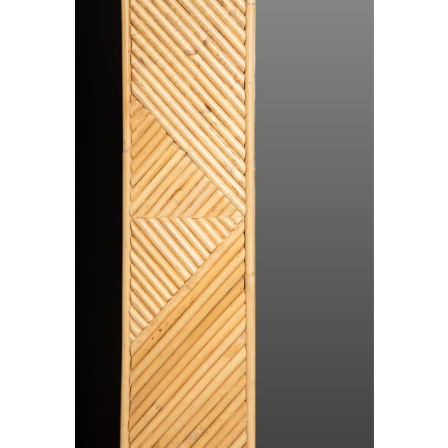 Pencil Reed Rattan Geometric Wall Mirror For Sale - Image 4 of 4