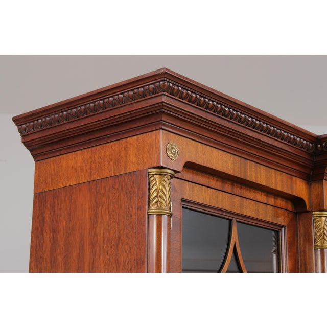 Kindel Neoclassical Mahogany Breakfront Bookcase For Sale - Image 9 of 18